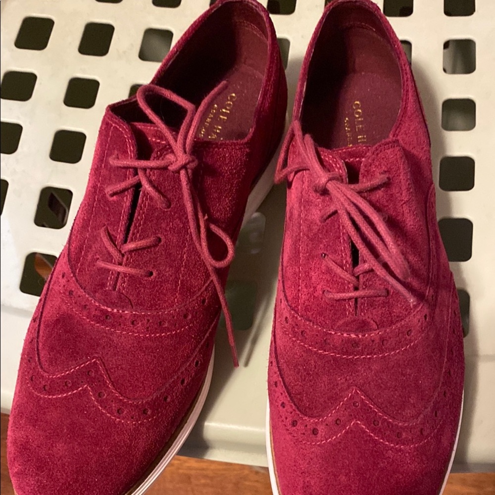 Cole Haan maroon Suede Oxford Shoes 9.5